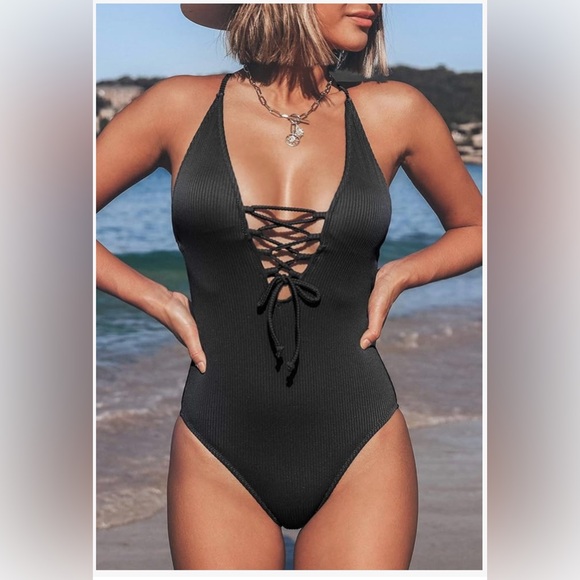 NWT Cupshe Black One Piece Swimsuit - Picture 4 of 5